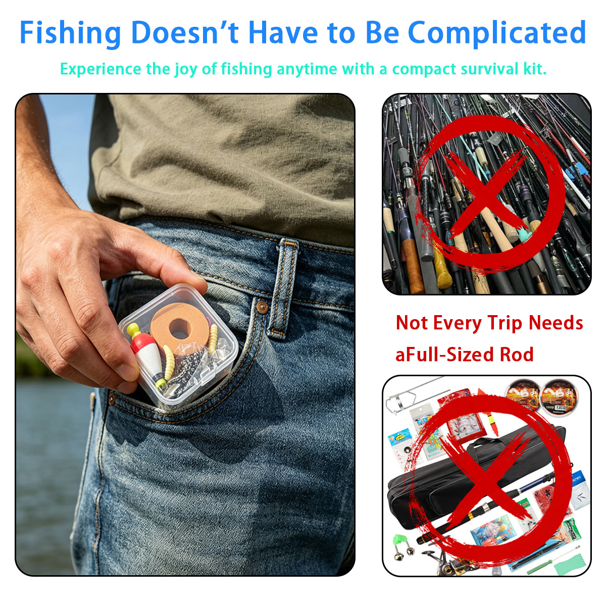 Fishing Lure Box - Taşınabilir Acil Durum Balıkçılık Seti, Bobber,