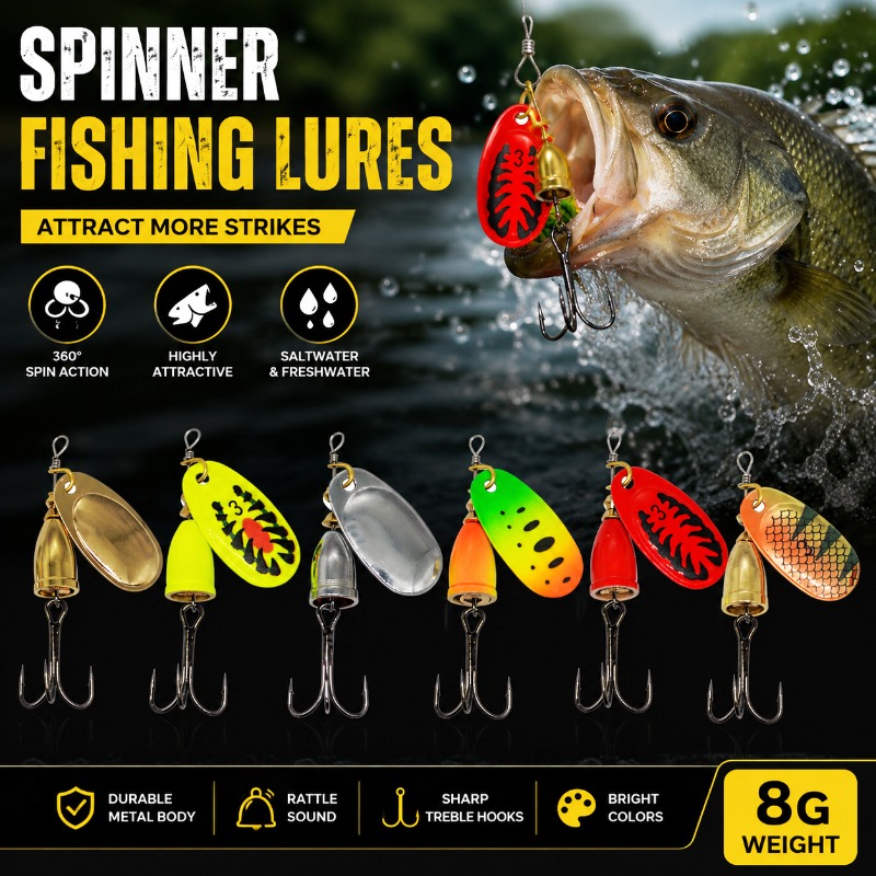 Fishing Lure Blade Bait - 8g Metal Kanatlı Döner Yem Pirinç