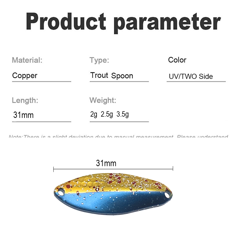 TROUT Spoon 2g 2.3g 3.5g Metal - Fishing Lure Spoon incelemesi ve fiyatı